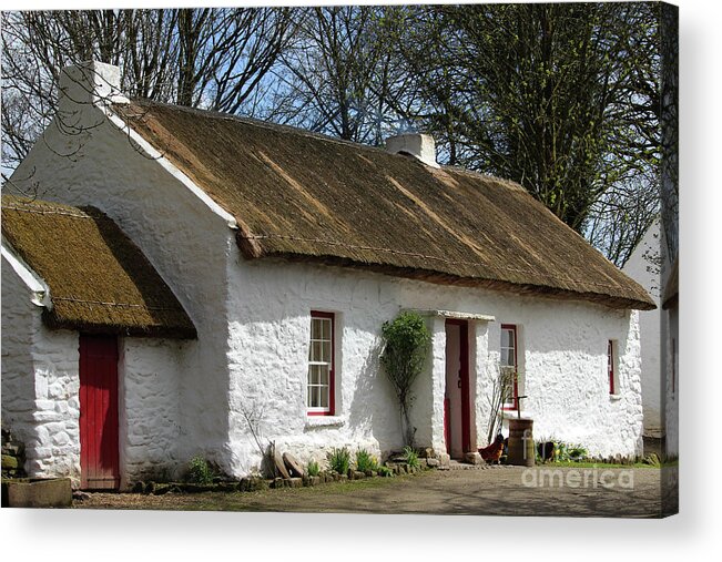 Thatched Cottage Acrylic Print featuring the photograph Thatched Cottage Omagh Northern Ireland by Eddie Barron