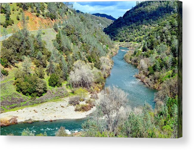 The American River Acrylic Print featuring the photograph The American River by Maria Jansson