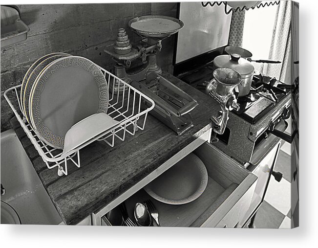 Welfare Acrylic Print featuring the photograph The Art of Welfare. Kitchen cupboards. by Elena Perelman