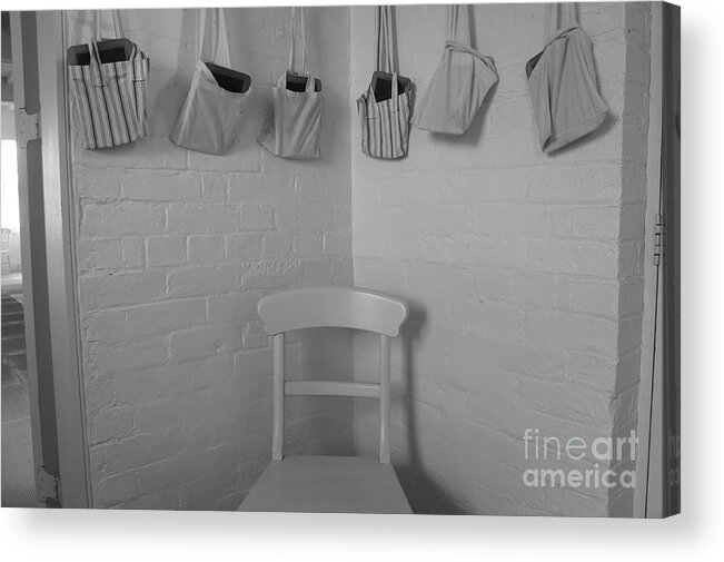 Welfare System Acrylic Print featuring the photograph The Art of Welfare. Schoolbags. by Elena Perelman