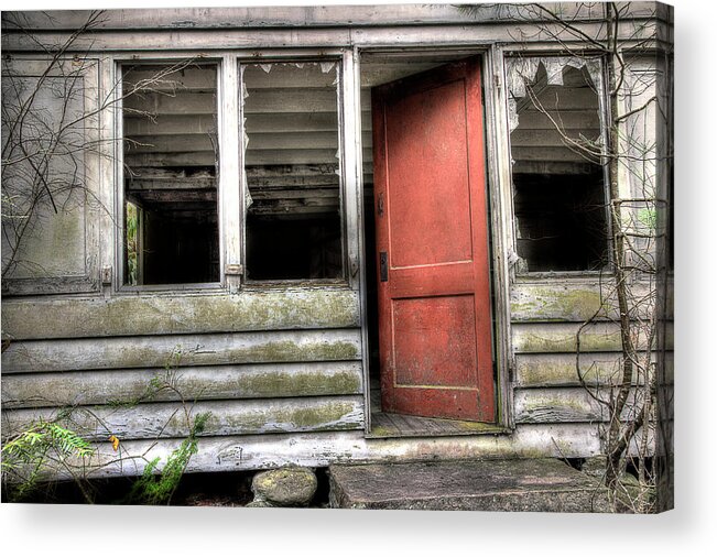 Abandoned Home Acrylic Print featuring the photograph The Back Door by Mike Eingle
