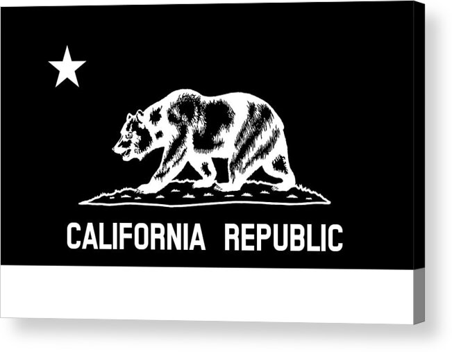 Bear Flag Acrylic Print featuring the mixed media The Bear Flag - Black and White by War Is Hell Store