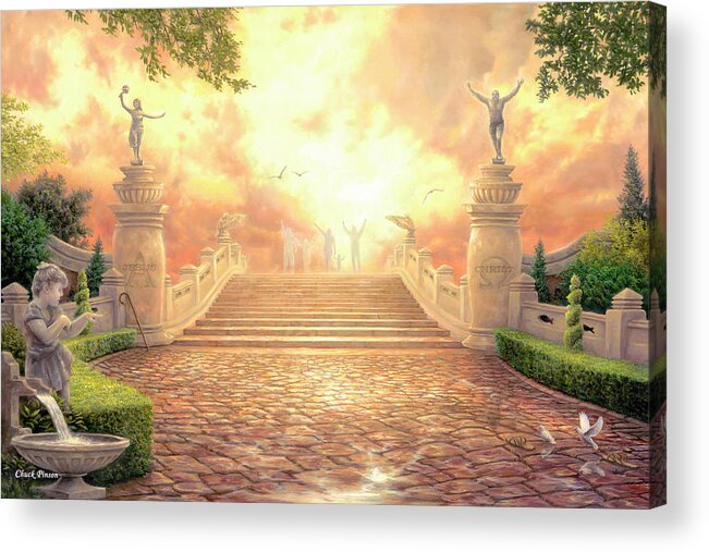 Heaven Acrylic Print featuring the painting The Bridge of Triumph by Chuck Pinson