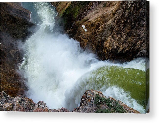 Canyon Acrylic Print featuring the photograph The Brink of the Lower Falls of the Yellowstone River by Frank Madia