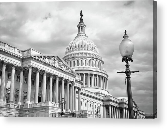 Black And White Acrylic Print featuring the photograph The Capitol Building 3 by Frank Mari