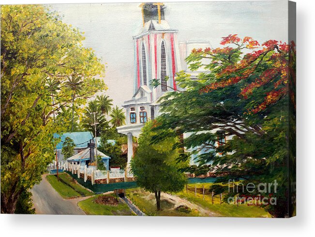 Church Acrylic Print featuring the painting The Church in my village by Jason Sentuf