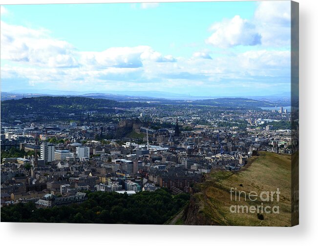 Edinburgh Acrylic Print featuring the photograph The City of Edinburgh at the Base of The Scottish Highlands by DejaVu Designs