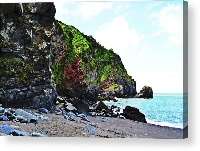 The Acrylic Print featuring the photograph The Cornish Cliffs by Tinto Designs