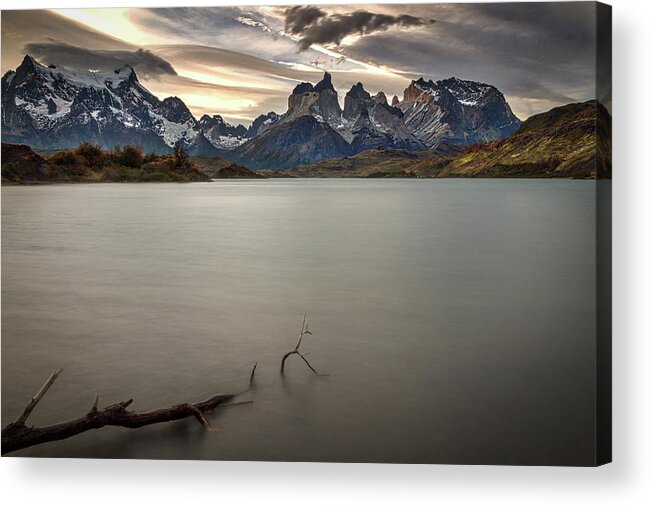 Patagonia Acrylic Print featuring the photograph The Cuernos and Lake Pehoe #2 - Patagonia by Stuart Litoff