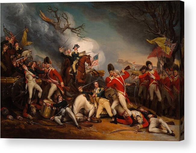 Painting Acrylic Print featuring the painting The Death Of General Mercer At The Bottle Of Princeton by Mountain Dreams