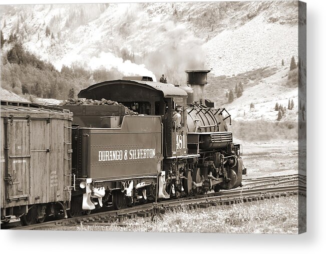  Transportation Acrylic Print featuring the photograph The Durango and Silverton into the Mountains by Mike McGlothlen