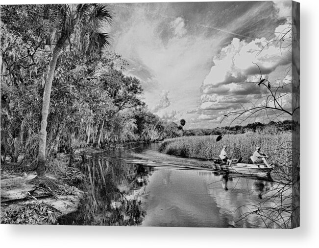 Black And White Acrylic Print featuring the photograph The Fishermen by Alison Belsan Horton