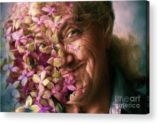 Woman Acrylic Print featuring the digital art The Gardener by Jean OKeeffe Macro Abundance Art