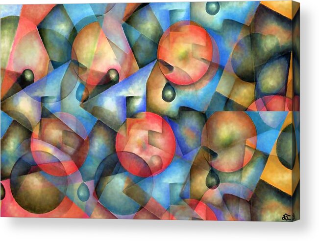 Cubism.teardrops Acrylic Print featuring the pastel The Gift of Tears-Geometric Pattern Art by Laurie's Intuitive