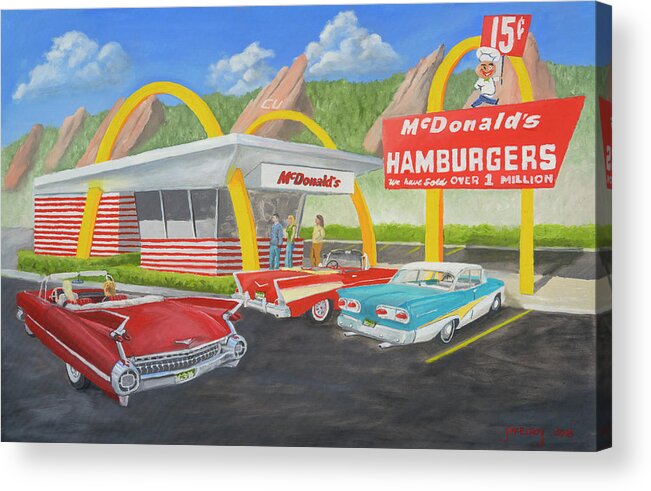 Mcdonalds Acrylic Print featuring the painting The Golden Age Of The Golden Arches by Jerry McElroy
