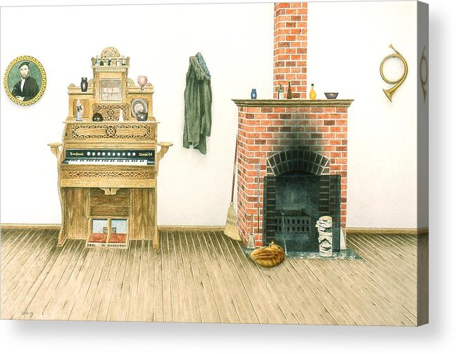 Fireplace Acrylic Print featuring the painting The good old Days by Conrad Mieschke