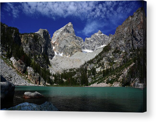 Cascade Canyon Framed Prints Acrylic Print featuring the photograph The Grand and Mount Owen from Delta Lake by Raymond Salani III