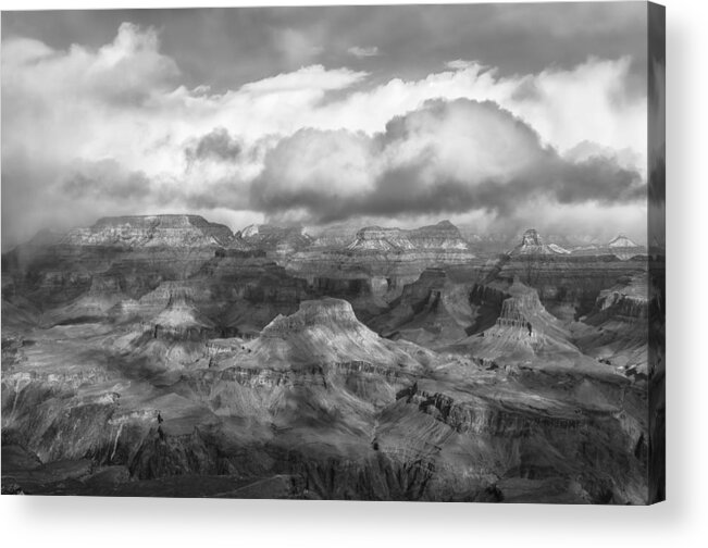 Landscape Acrylic Print featuring the photograph The Grand Canyon BW 2 by Jonathan Nguyen