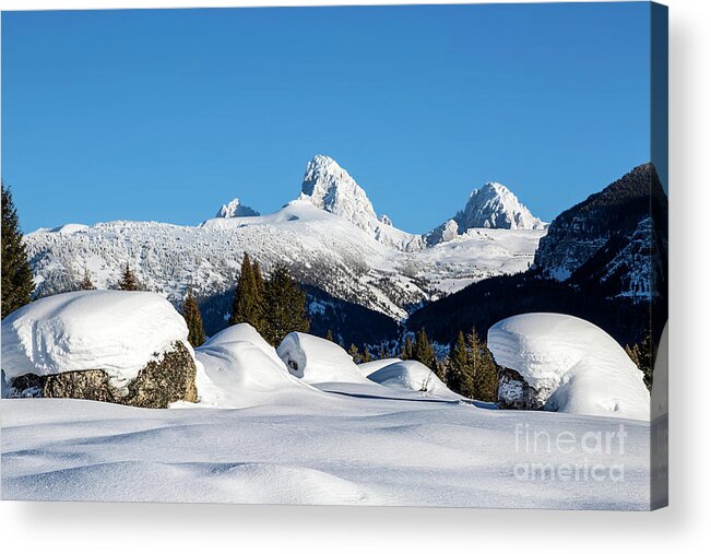 Grand Tetons Acrylic Print featuring the photograph The Grand Tetons from Alta Wyoming by Daryl L Hunter