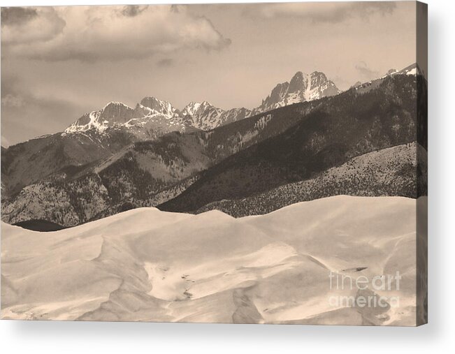 Colorado Acrylic Print featuring the photograph The Great Sand Dunes Sepia Print 45 by James BO Insogna