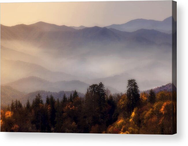 America Acrylic Print featuring the photograph The Great Smoky Mountains by Ellen Heaverlo