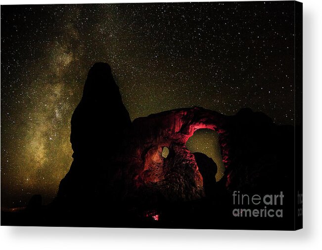 Nature Acrylic Print featuring the photograph The Heavens greets the Arch by Steven Reed