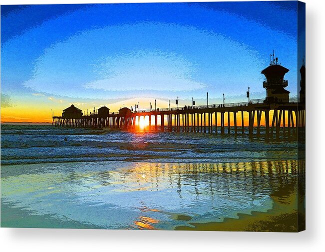 Huntington Beach Acrylic Print featuring the photograph The Huntington Beach pier by Everette McMahan jr