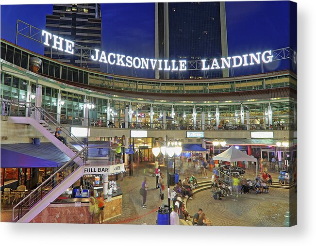 The Jacksonville Landing Acrylic Print featuring the photograph The Jacksonville Landing - Florida - JazzFest by Jason Politte
