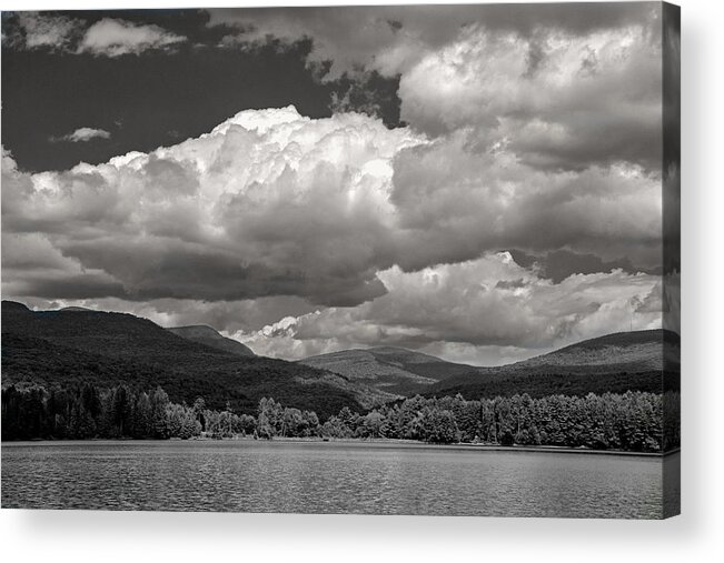 Lake Acrylic Print featuring the photograph The Lake with Dramatic Clouds by Nancy De Flon