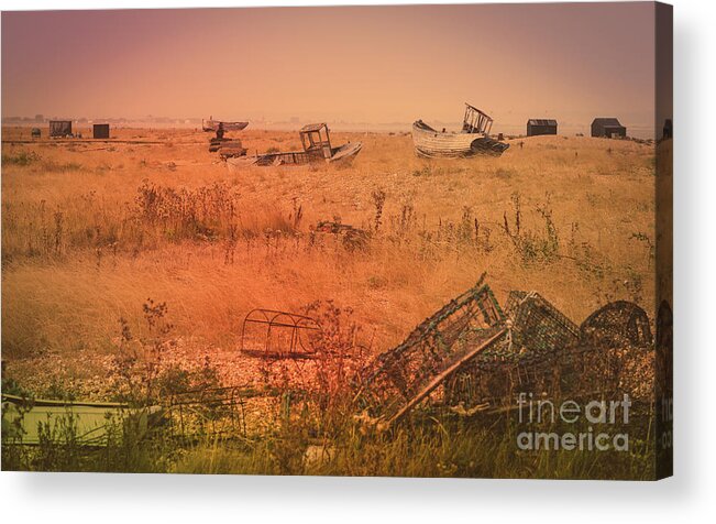 Iron Acrylic Print featuring the photograph The Landscape of Dungeness Beach, England 2 by Perry Rodriguez