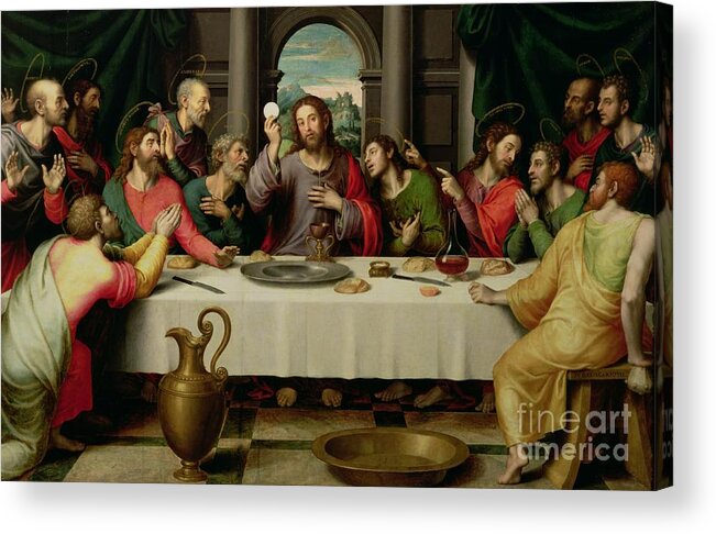 The Last Supper By Vicente Juan Macip Acrylic Print featuring the painting The Last Supper by Vicente Juan Macip