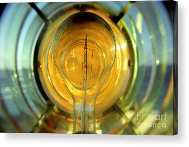 Bulb Acrylic Print featuring the photograph The light bulb inside the fresnel of a lighthouse by John Harmon