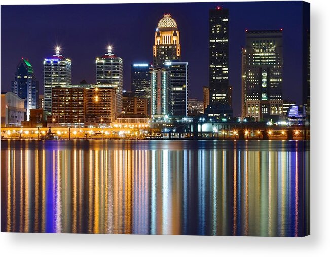 Louisville Acrylic Print featuring the photograph The Lights of a Louisville Night by Frozen in Time Fine Art Photography