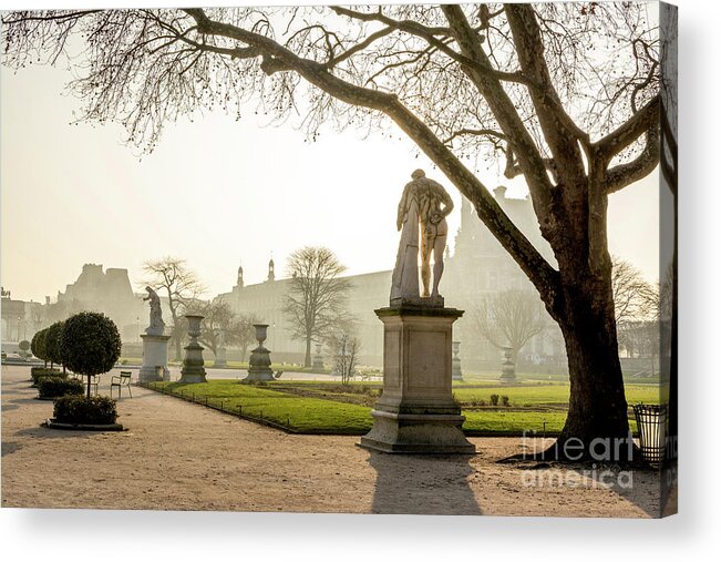 Winter Acrylic Print featuring the photograph The Louvre seen from the garden of the Tuileries. Paris. France. Europe. by Bernard Jaubert