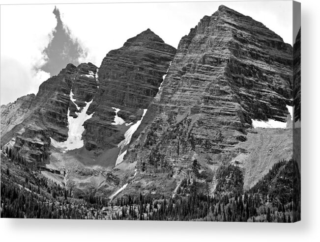 maroon Bells Acrylic Print featuring the photograph The Maroon Bells Colorado by Brendan Reals