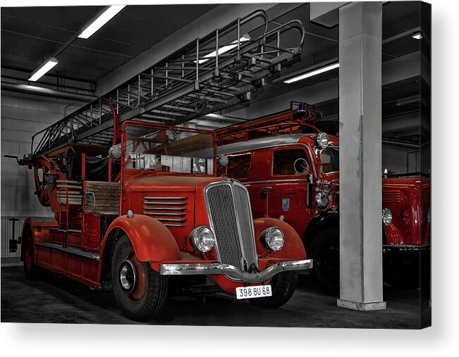 Fire Acrylic Print featuring the photograph The Old Fire Trucks by Joachim G Pinkawa