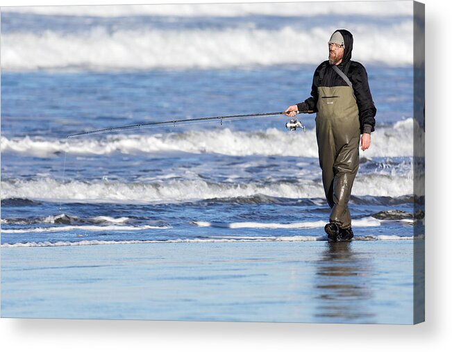 People Acrylic Print featuring the photograph The Pacific Angler In Its Natural Habitat -- Fisherman in Morro Bay, California by Darin Volpe