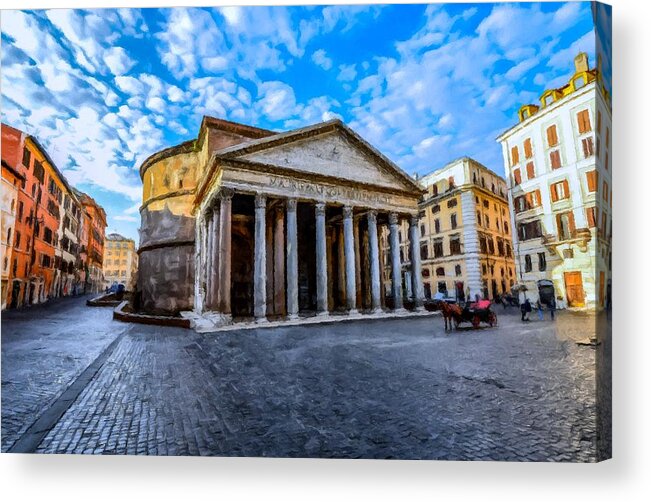 The Pantheon Acrylic Print featuring the painting The Pantheon Rome by David Dehner