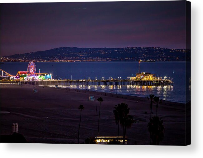  Santa Monica Pier At Night Acrylic Print featuring the photograph The Pier After Dark - 3 by Gene Parks