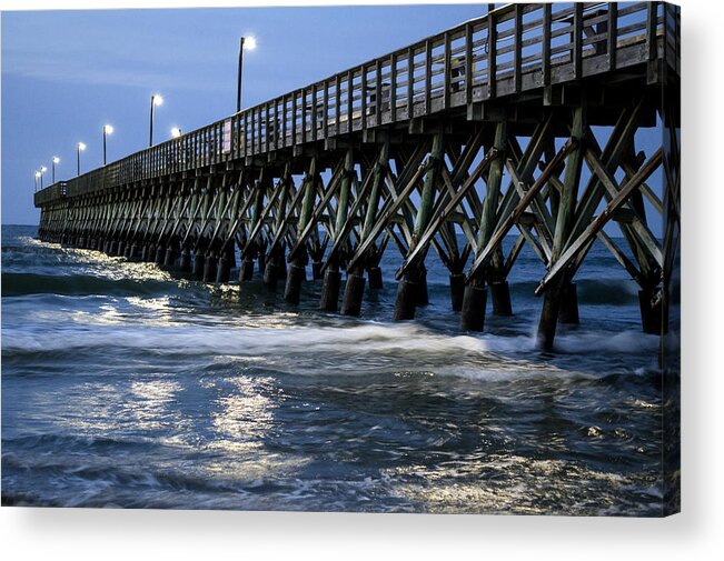 Cherry Grove Acrylic Print featuring the photograph The Pier at the Break of Dawn by David Smith