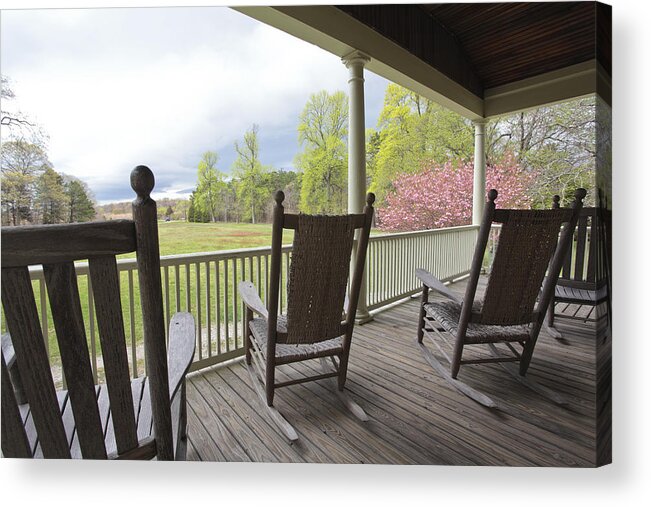 Rocking Chairs Acrylic Print featuring the photograph The Porch by Steve Gravano