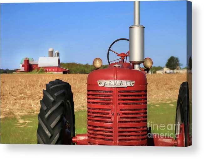 Red Acrylic Print featuring the photograph The Red Farmall by Lori Deiter