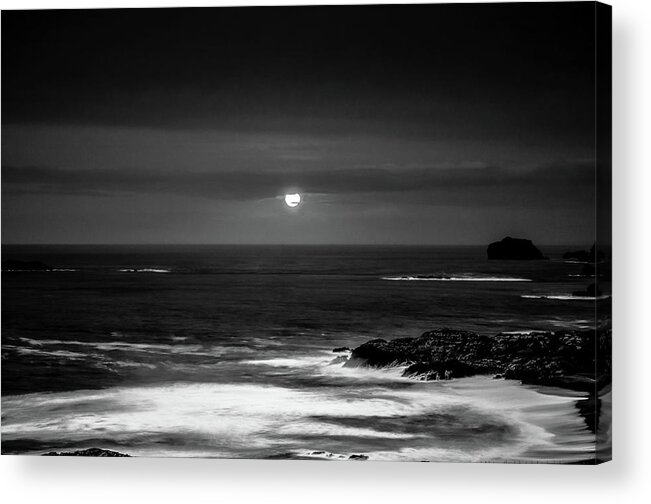 The Sea By Night Acrylic Print featuring the photograph The Sea by Night by Martina Fagan