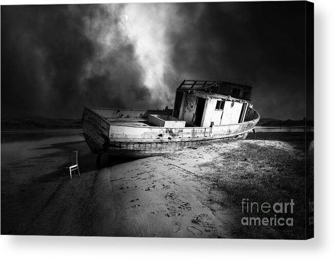 Wingsdomain Acrylic Print featuring the photograph The Sea Never Gives Up Her Dead DSC2099 BW by San Francisco