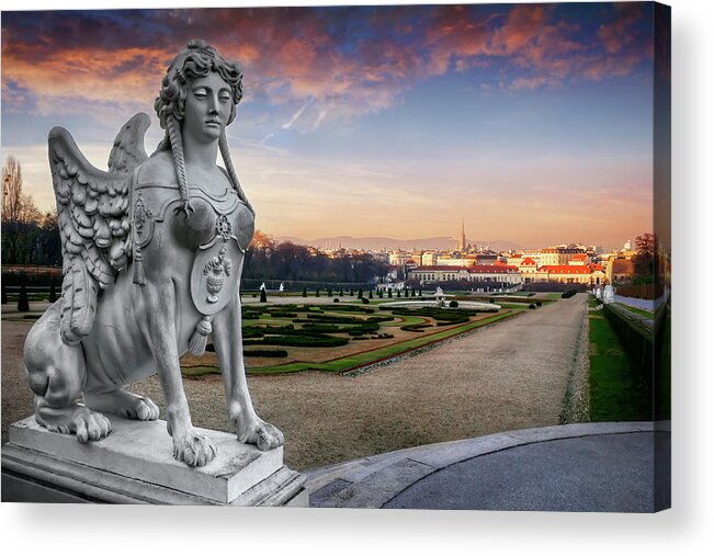 Vienna Acrylic Print featuring the photograph The Sphinx of the Belvedere Vienna by Carol Japp