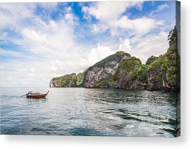 Koh Kradan Acrylic Print featuring the photograph The stunning Koh Mook in the Trang island by Didier Marti