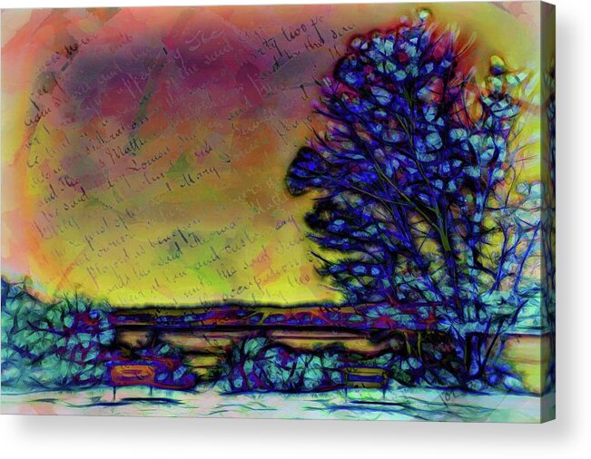 Abstract Acrylic Print featuring the digital art The tree in the park by Lilia S