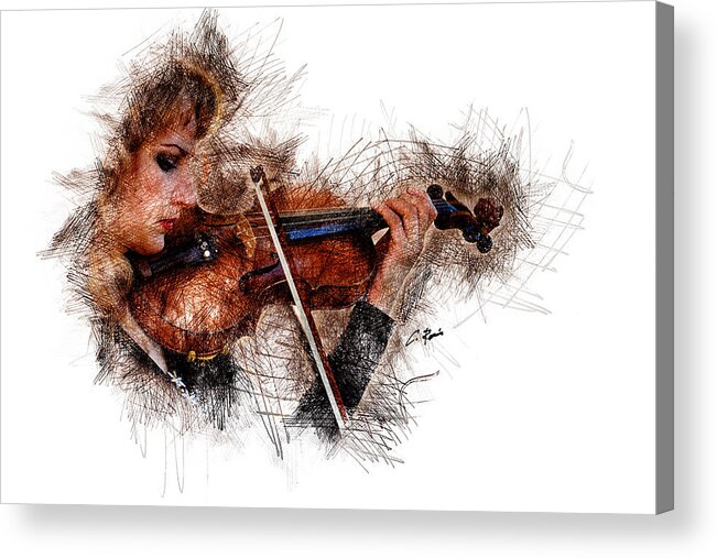 Violin Acrylic Print featuring the digital art The Violinist by Charlie Roman