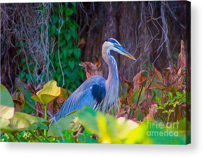 Nature Acrylic Print featuring the painting Majestic Great Blue Heron by DB Hayes