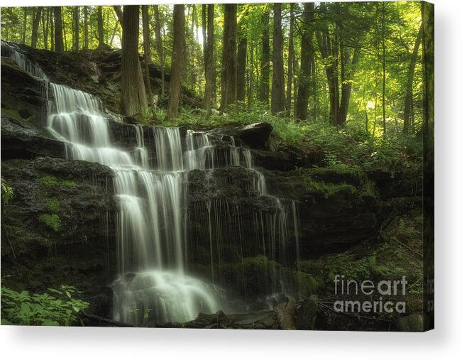 Fine Art Photogaphy Prints For Sale By Mary Lou Chmura Acrylic Print featuring the photograph The Waterfall In The Forest by Mary Lou Chmura